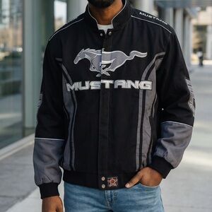 JH Design Vntg Ford Mustang racing coat embroidered EUC SZ 2X
